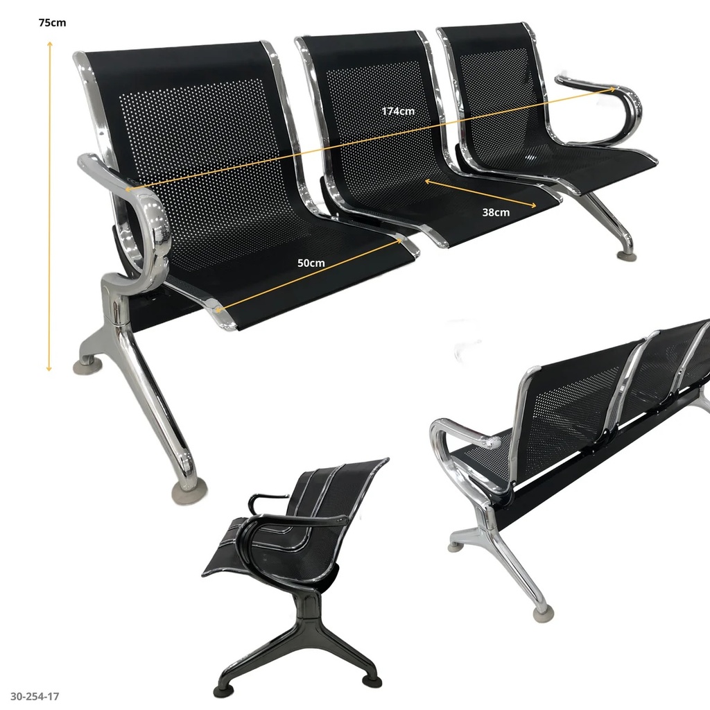 SET 3 SILLAS DE METAL COLOR NEGRO