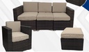JUEGO DE SOFA L 3 PIEZAS COLOR CHOCOLATE ESTILO RATTAN