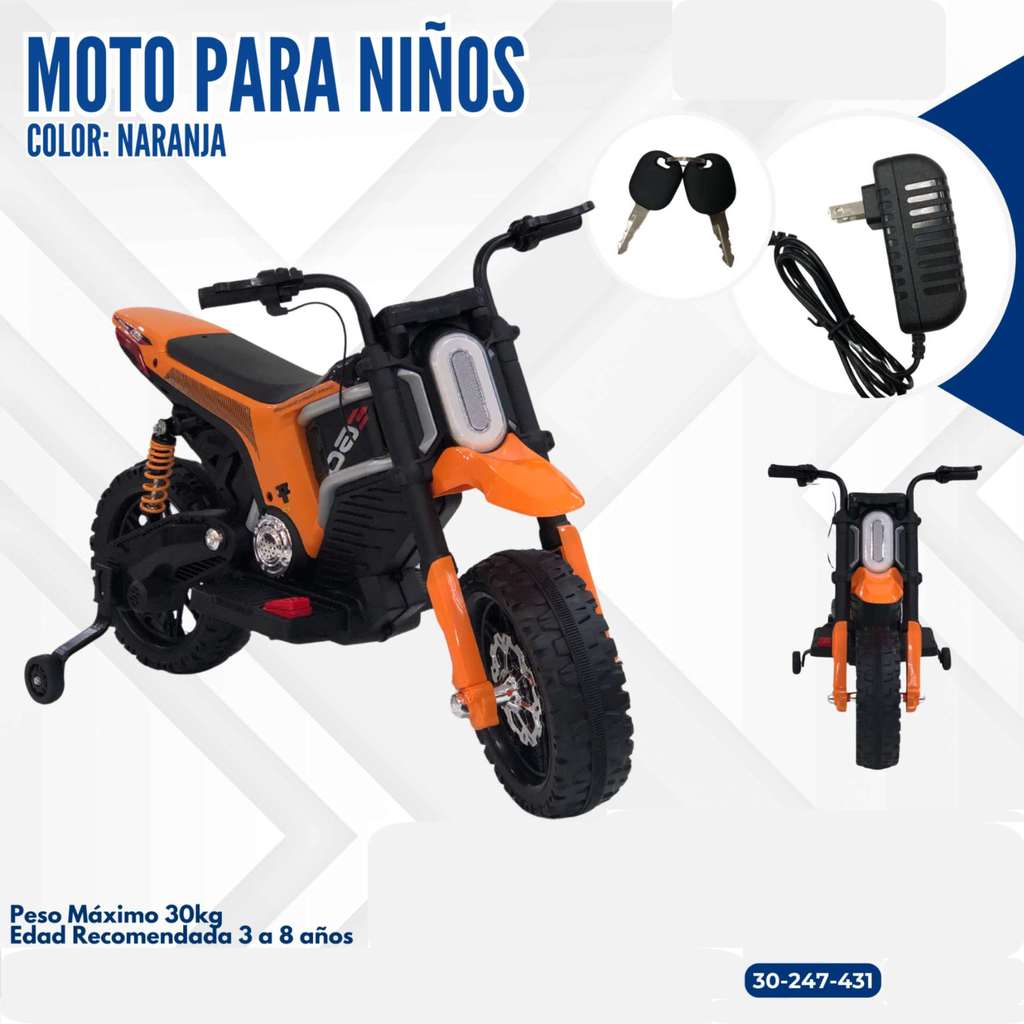MOTO PARA NIÑO COLOR NARANJA