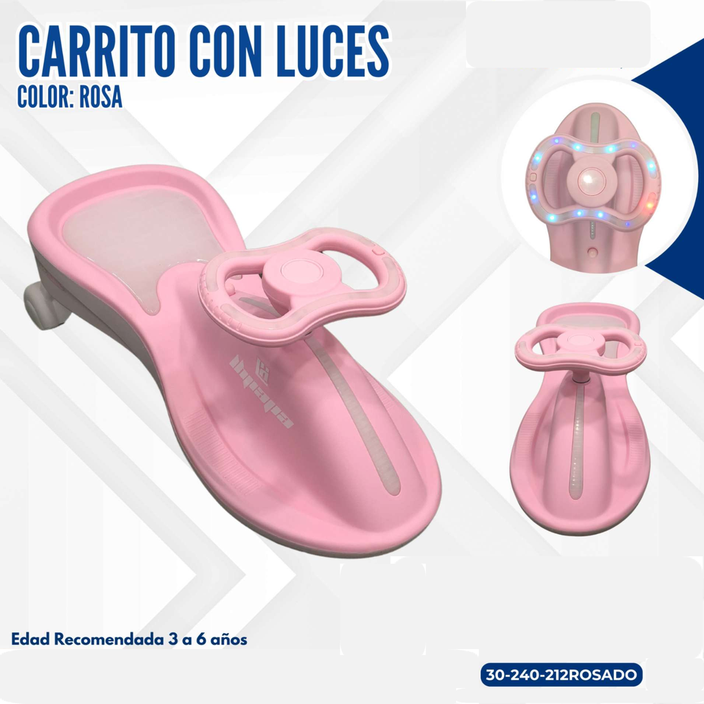 CARRITO CON LUCES COLOR ROSA