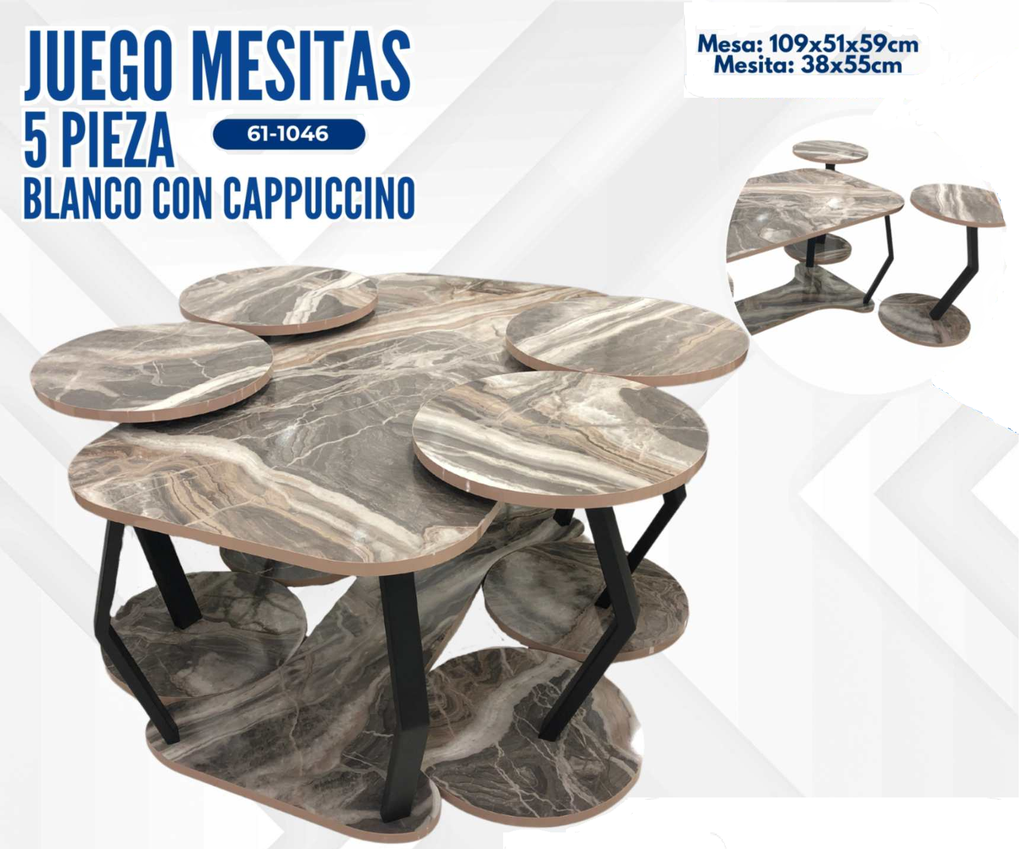JUEGO DE MESITAS 5 PIEZA BLANCO/CAPPUCCINO
