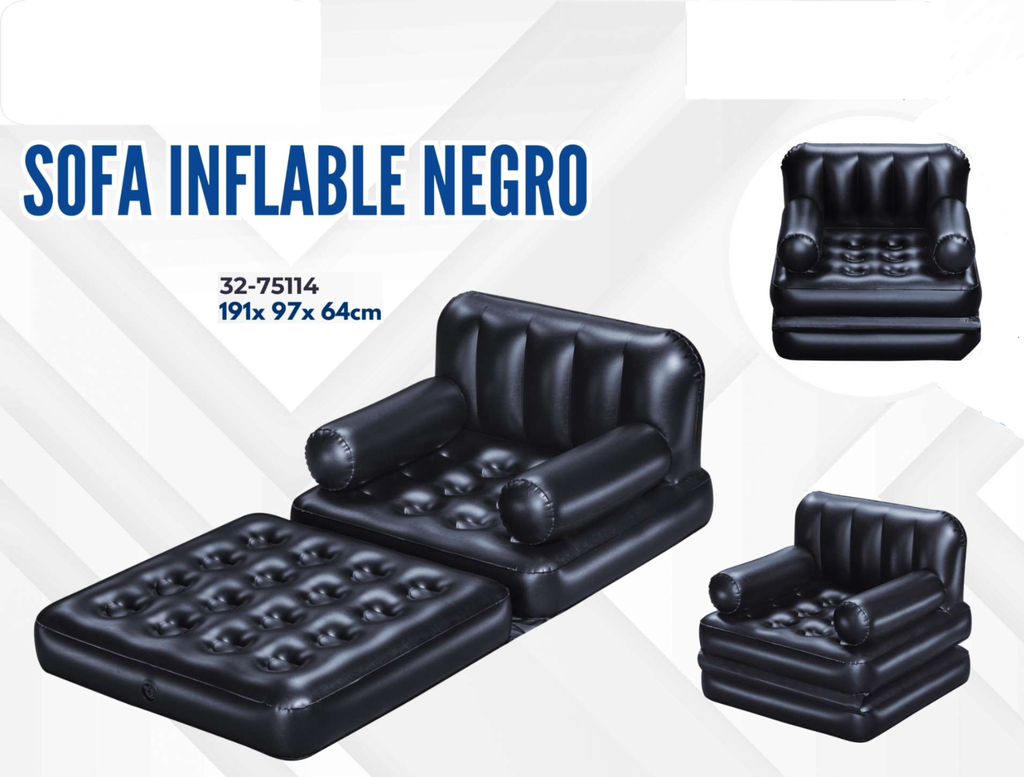 SOFA INFLABLE  NEGRO 191*97*64CM
