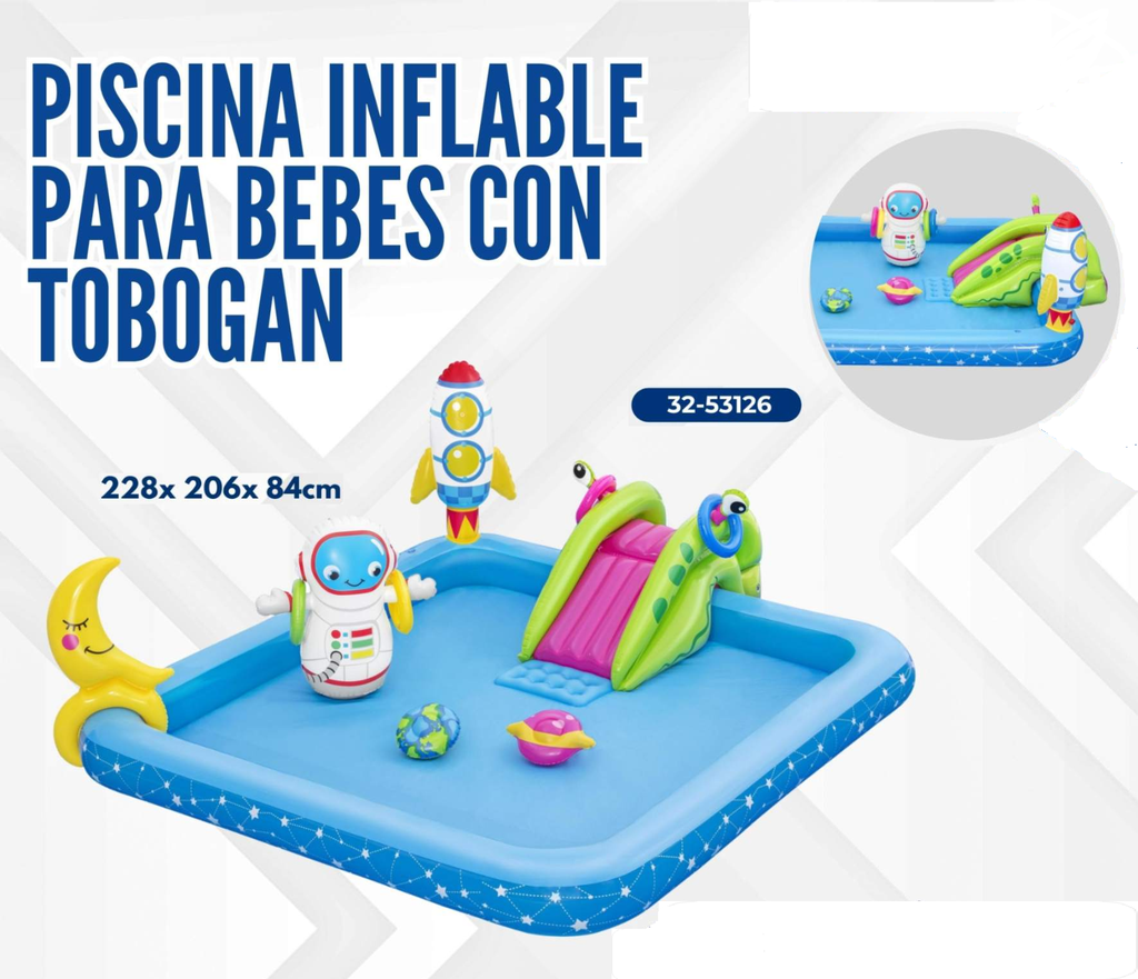 PISCINA INFLABLE PARA BEBES CON TOBOGAN 228*206*84CM