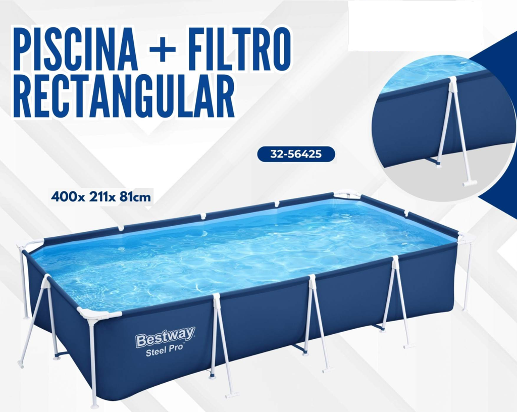 PISCINA+FILTRO RECTANGULAR 400*211*81CM