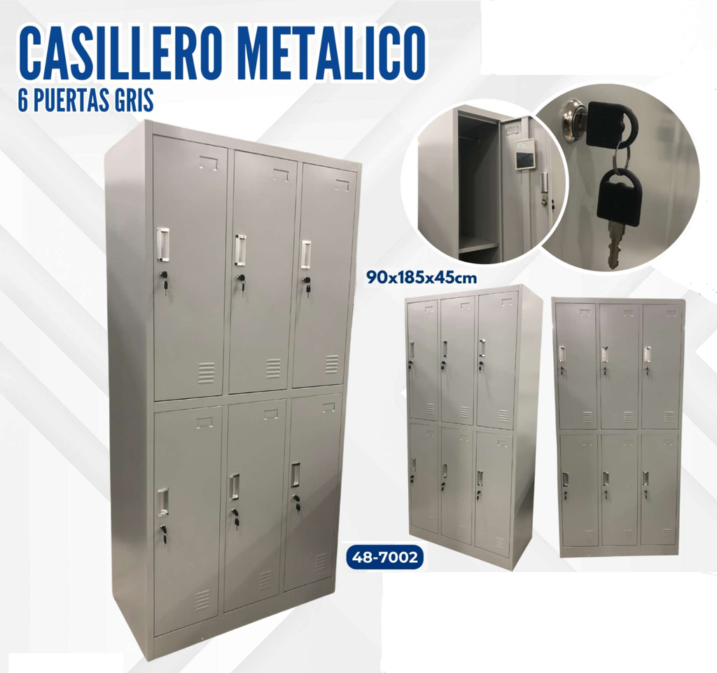 CASILLERO METALICO 6 PUERTAS GRIS