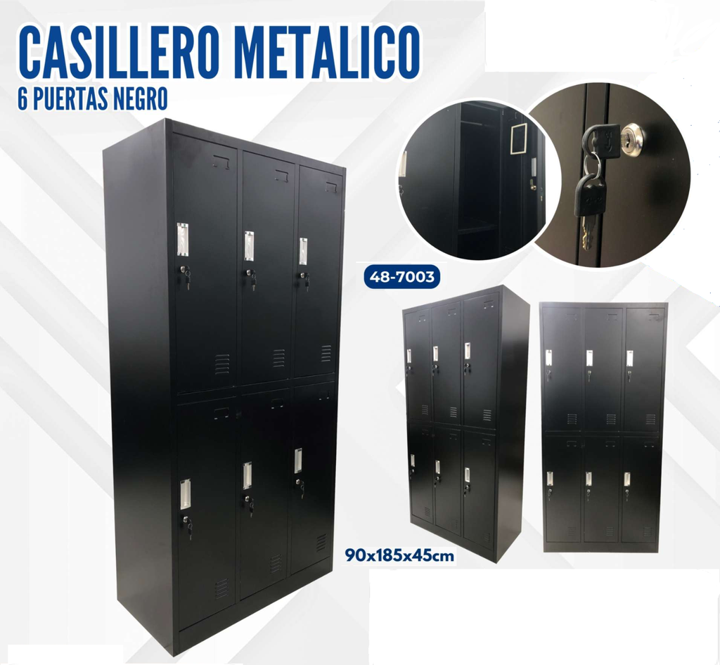 CASILLERO METALICO 6 PUERTAS NEGRO