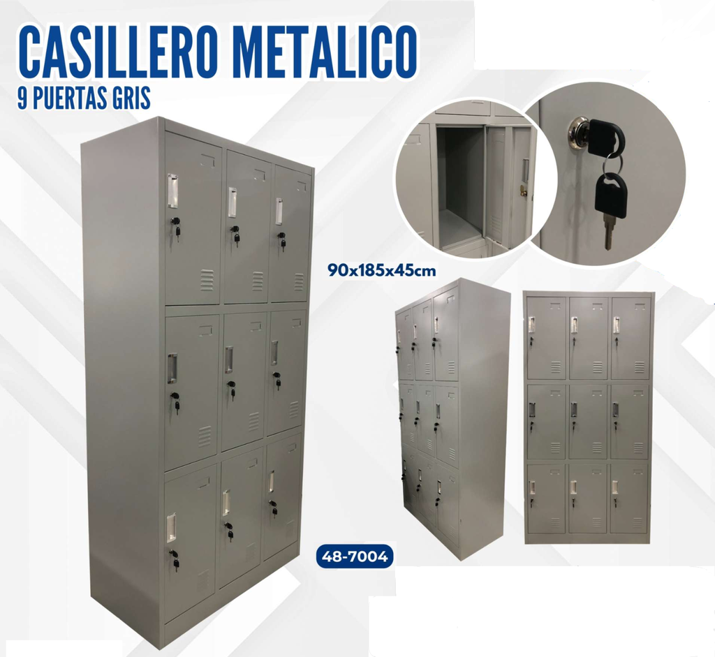 CASILLERO METALICO 9 PUERTAS GRIS