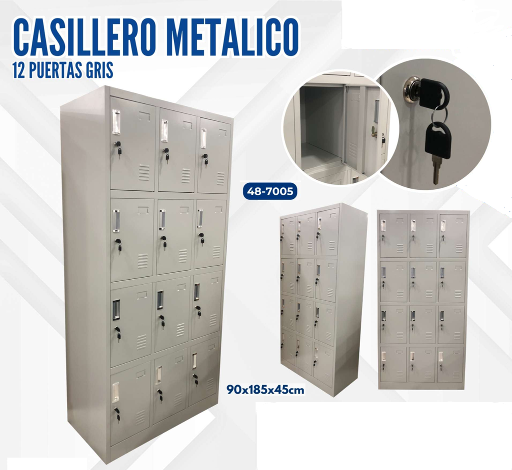 CASILLERO METALICO 12 PUERTAS GRIS