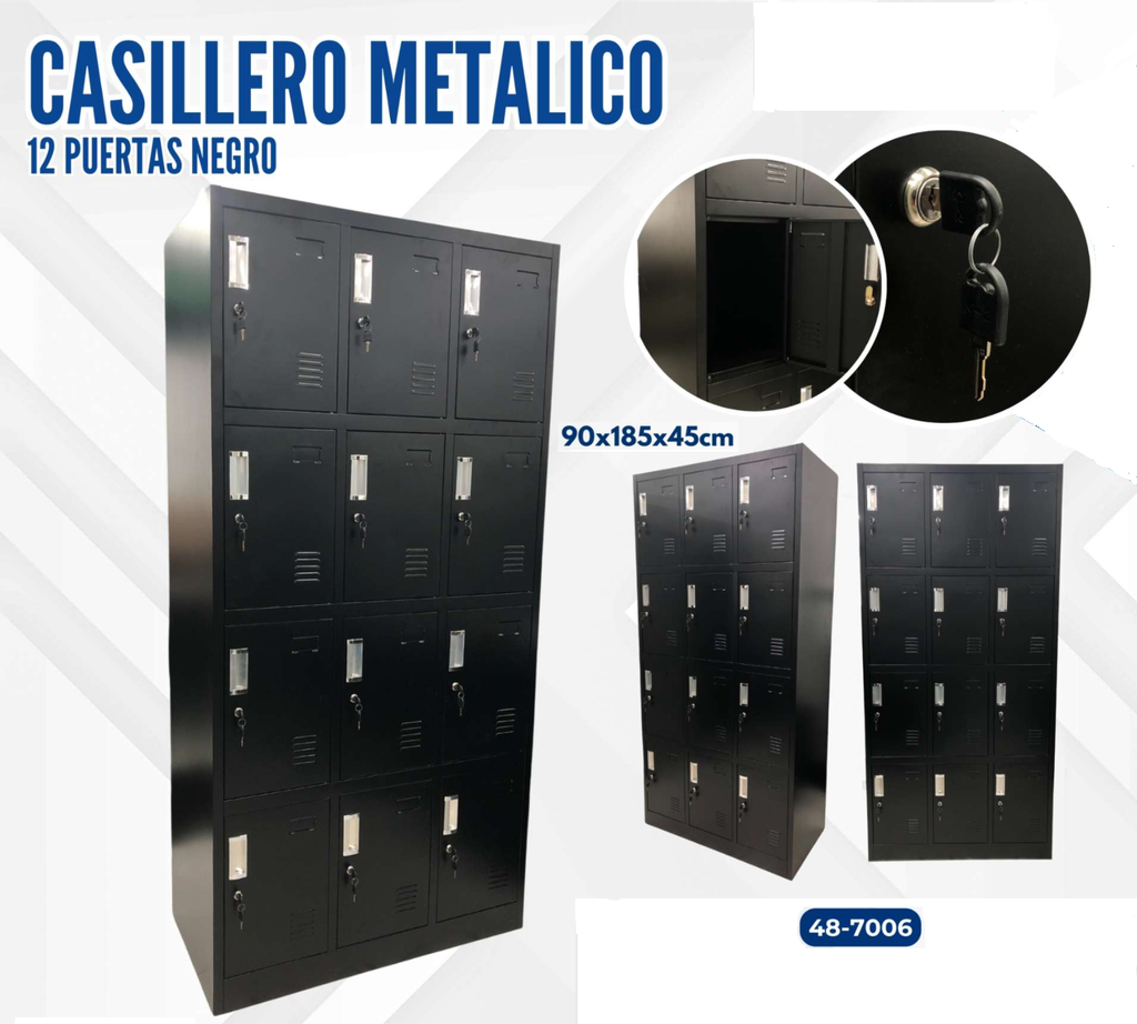 CASILLERO METALICO 12 PUERTAS NEGRO