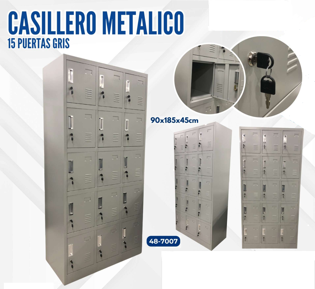 CASILLERO METALICO 15 PUERTAS GRIS