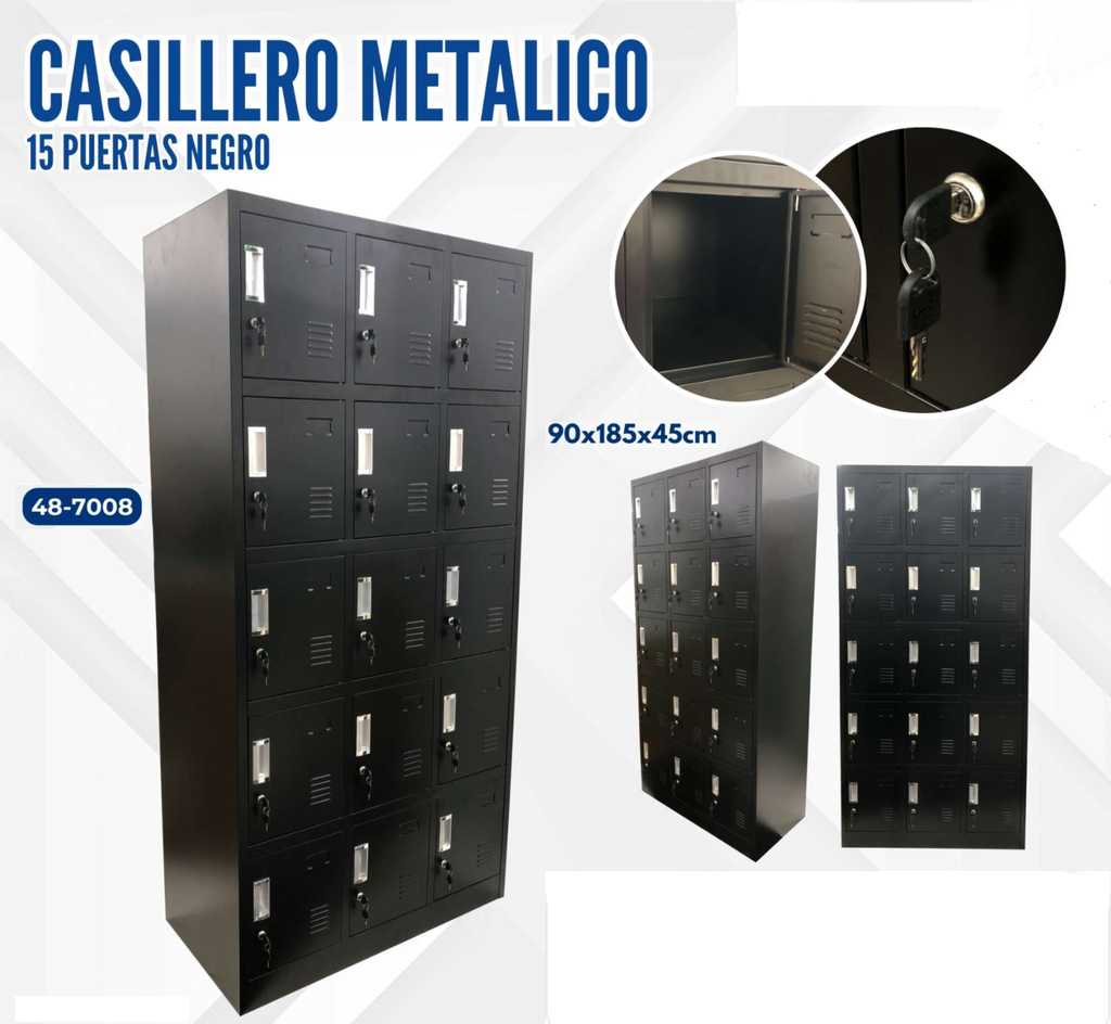 CASILLERO METALICO 15 PUERTAS NEGRO