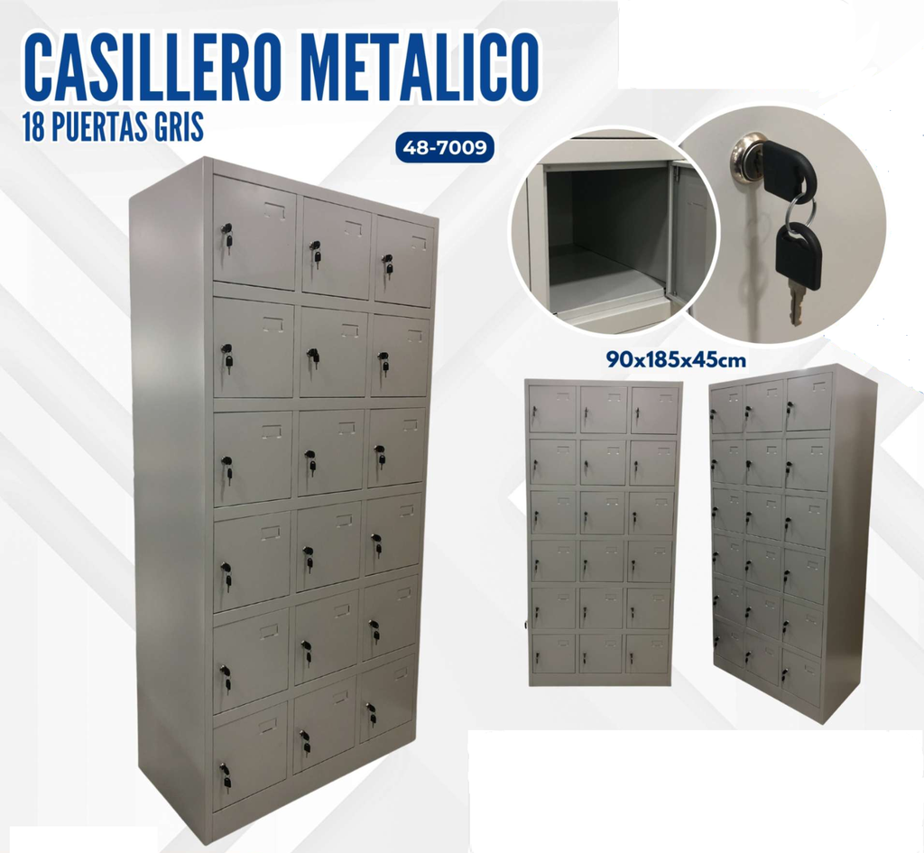 CASILLERO METALICO 18 PUERTAS GRIS