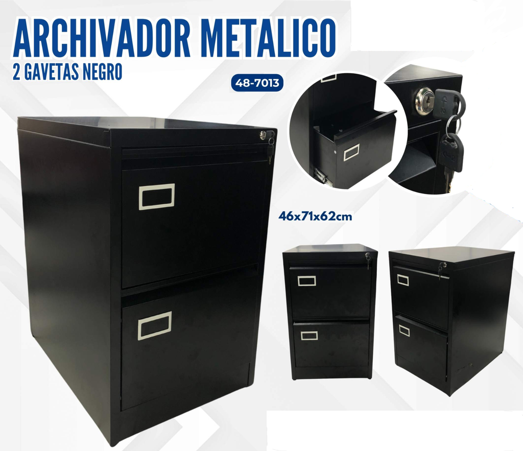 ARCHIVADOR METALICO 2 GAVETAS NEGRO