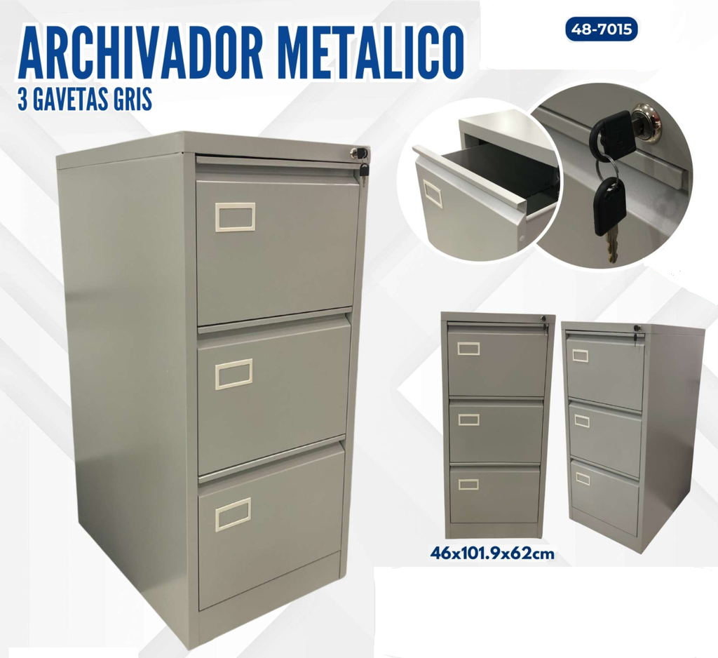 ARCHIVO METALICO 3 GAVETAS GRIS