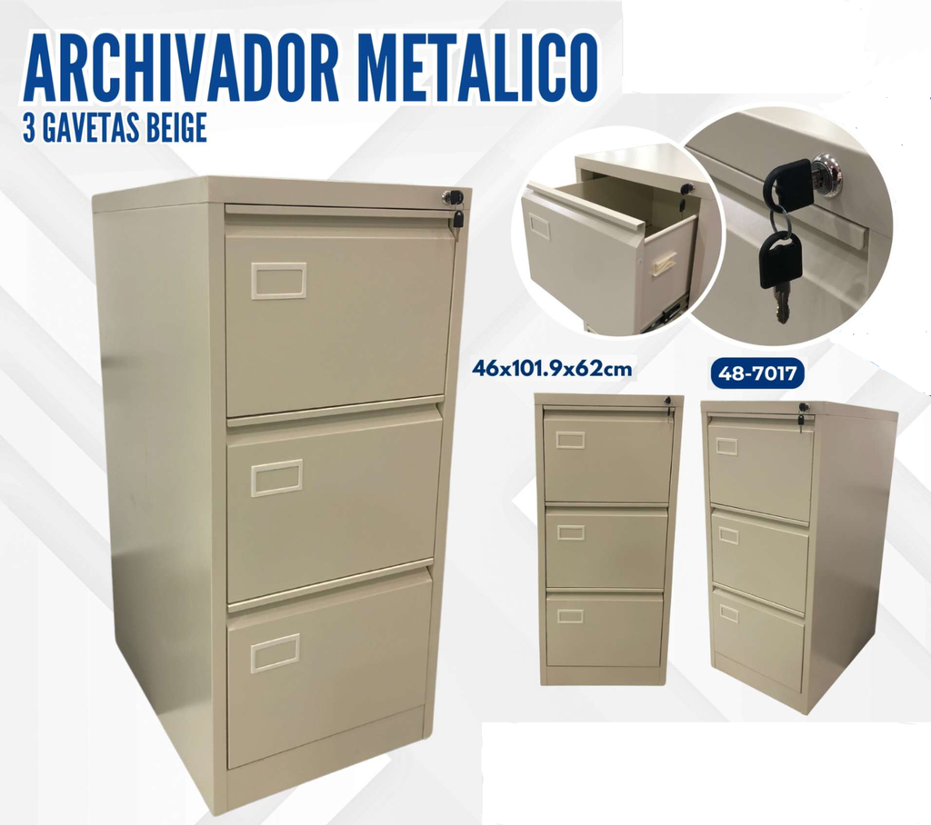 ARCHIVADOR METALICO 3 GAVETAS BEIGE