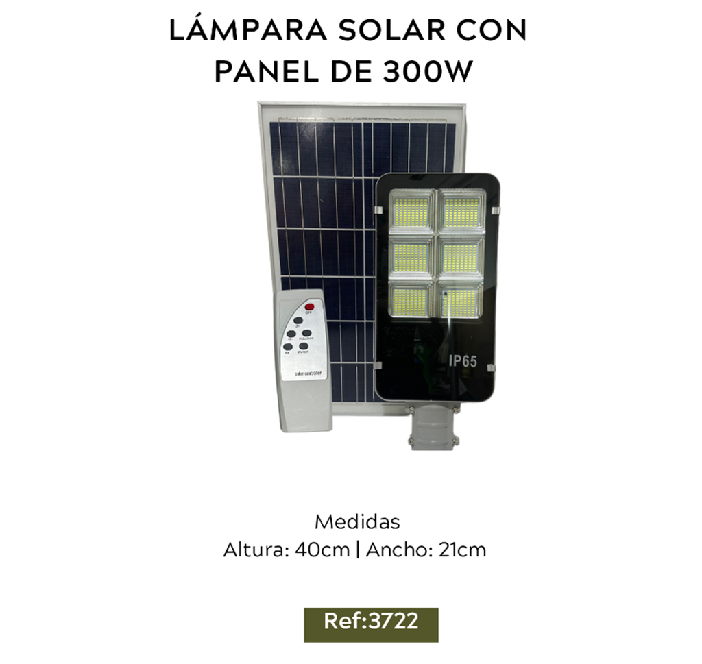 LAMPARA SOLAR CON PANEL DE 300W