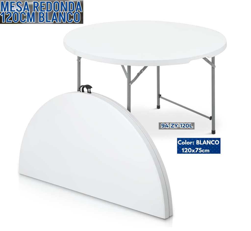 MESA REDONDA 120CM BLANCO 120X74CM