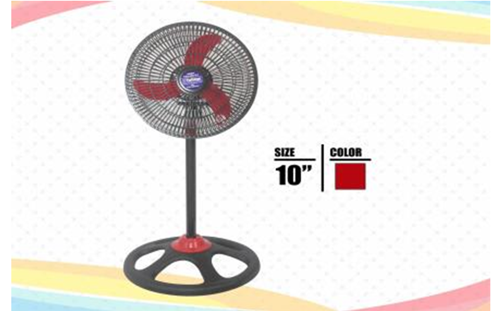ABANICO 10" NEGRO ASPA ROJA