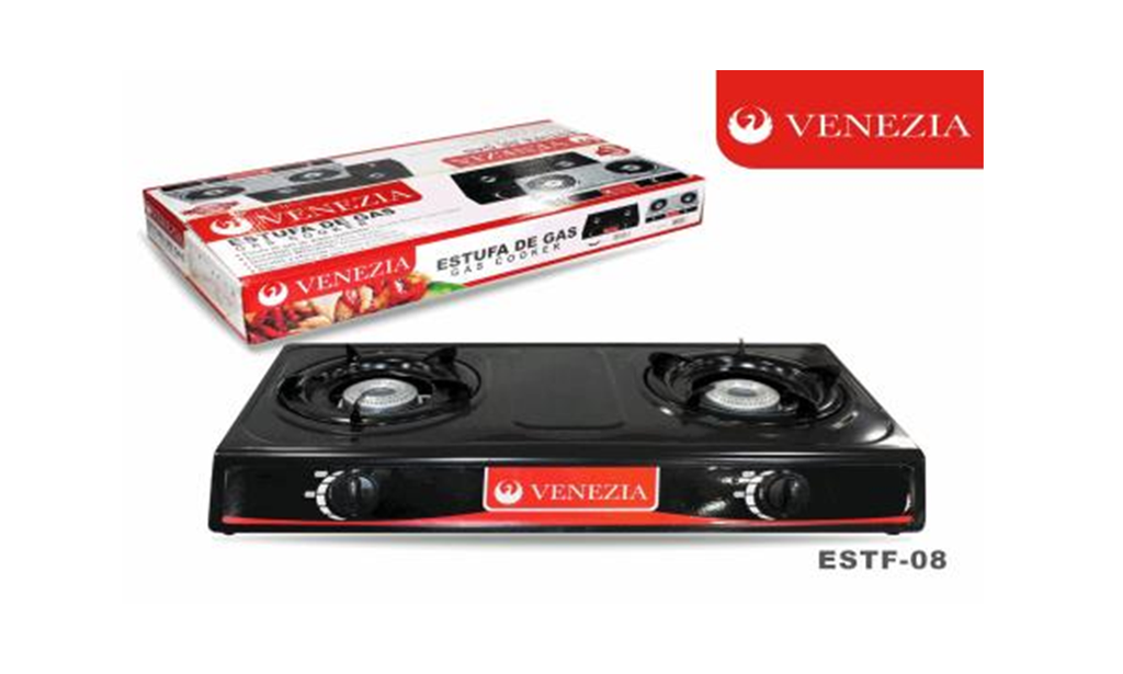 ESTUFA GAS 2 PUESTOS NEGRA
