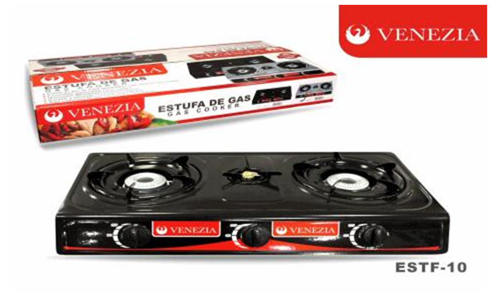 ESTUFA GAS 3 PUESTOS NEGRA