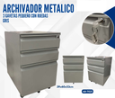 ARCHIVADOR METALICO 3 GAVETAS PEQUEÑO CON RUEDAS GRIS