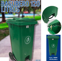 BASURERO 120L VERDE CON LLANTAS Y PEDAL 32 GAL