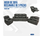 JUEGO DE SOFA GRIS RECLINABLE DE 3 PZA TAPICERIA CUERO DE AIRE