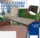 MESA 6' PLEGABLE BROWN DE PLASTICO ASPECTO MADERA CHOCO